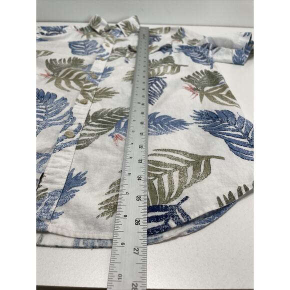 Old Navy Slim Fit Button Shirt Tropical Hawaiian Linen Blend Shirt Men's Sz‎ S - Picture 8 of 11